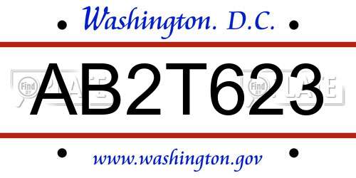 AB2T623 District Of Columbia License Plate