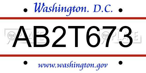 AB2T673 District Of Columbia License Plate
