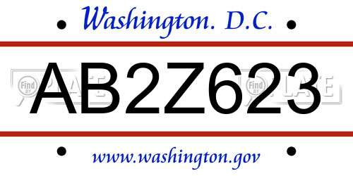 AB2Z623 District Of Columbia License Plate