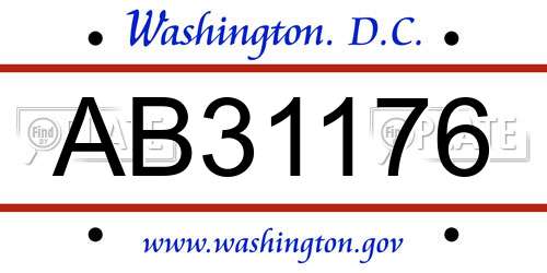 AB31176 District Of Columbia License Plate