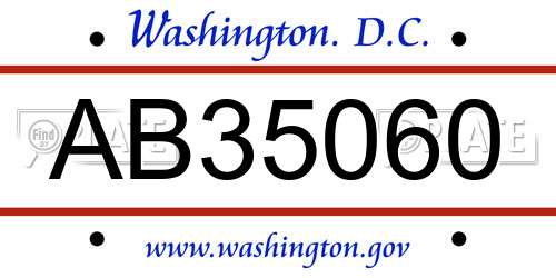 AB35060 District Of Columbia License Plate