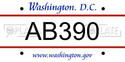 AB390 District Of Columbia License Plate