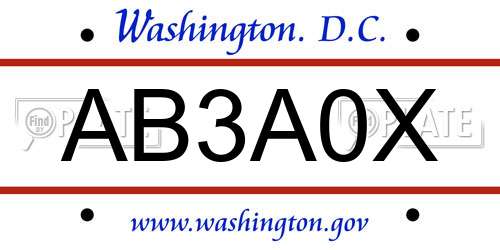 AB3A0X District Of Columbia License Plate