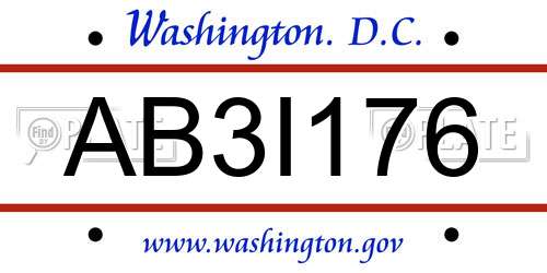 AB3I176 District Of Columbia License Plate