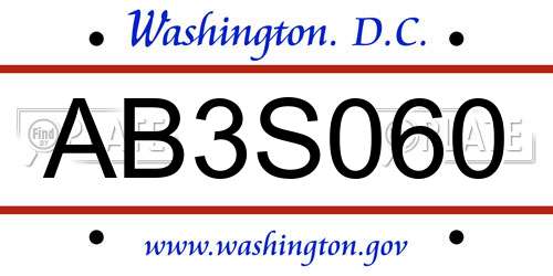 AB3S060 District Of Columbia License Plate