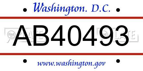 AB40493 District Of Columbia License Plate