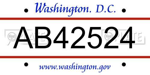 AB42524 District Of Columbia License Plate