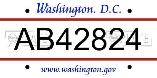 AB42824 District Of Columbia License Plate