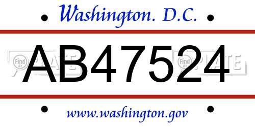 AB47524 District Of Columbia License Plate