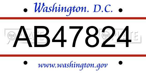 AB47824 District Of Columbia License Plate