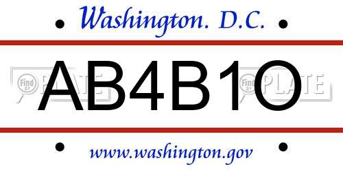 AB4B1O District Of Columbia License Plate