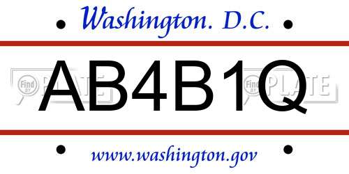 AB4B1Q District Of Columbia License Plate