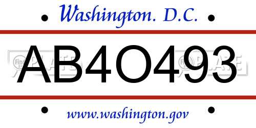 AB4O493 District Of Columbia License Plate