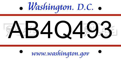 AB4Q493 District Of Columbia License Plate