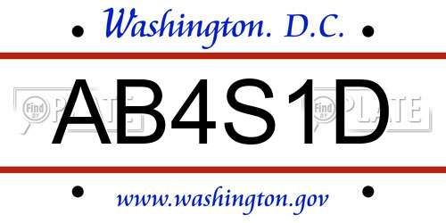 AB4S1D District Of Columbia License Plate