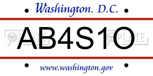 AB4S1O District Of Columbia License Plate