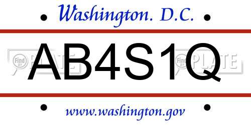 AB4S1Q District Of Columbia License Plate