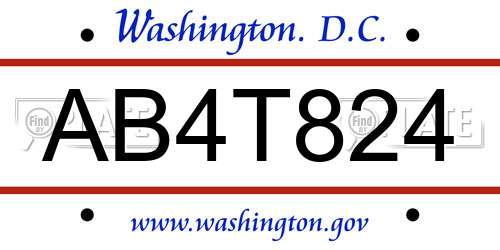 AB4T824 District Of Columbia License Plate