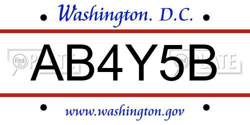 AB4Y5B District Of Columbia License Plate