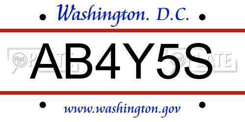 AB4Y5S District Of Columbia License Plate