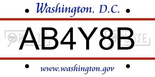 AB4Y8B District Of Columbia License Plate