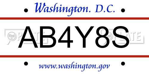 AB4Y8S District Of Columbia License Plate