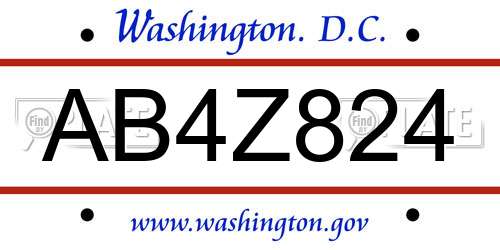 AB4Z824 District Of Columbia License Plate
