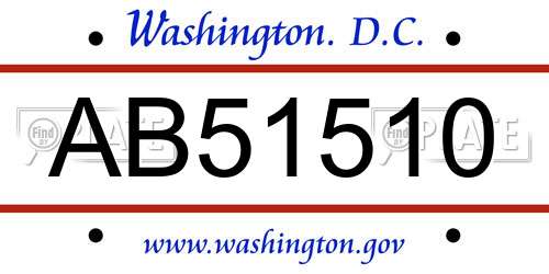 AB51510 District Of Columbia License Plate