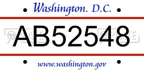 AB52548 District Of Columbia License Plate