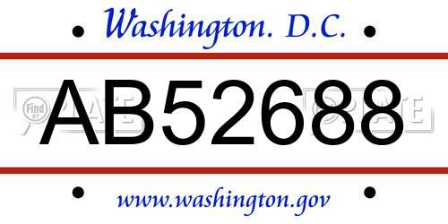 AB52688 District Of Columbia License Plate