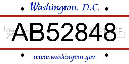 AB52848 District Of Columbia License Plate