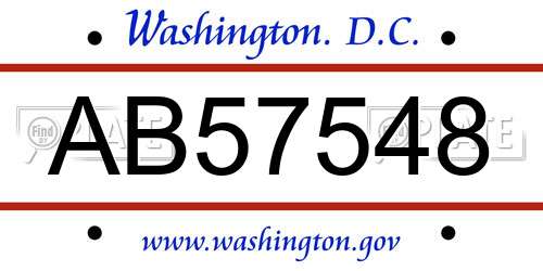 AB57548 District Of Columbia License Plate
