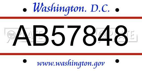 AB57848 District Of Columbia License Plate