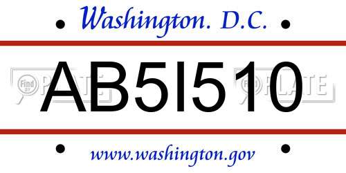 AB5I510 District Of Columbia License Plate