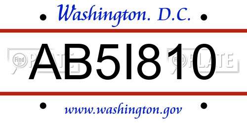 AB5I810 District Of Columbia License Plate