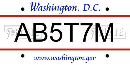 AB5T7M District Of Columbia License Plate