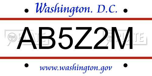 AB5Z2M District Of Columbia License Plate