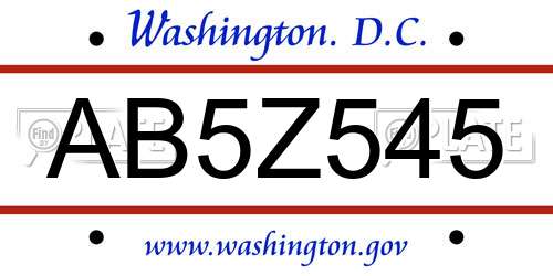 AB5Z545 District Of Columbia License Plate