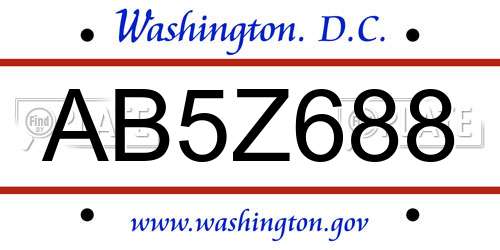 AB5Z688 District Of Columbia License Plate