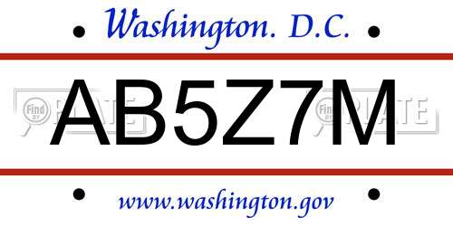 AB5Z7M District Of Columbia License Plate