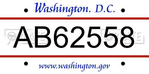 AB62558 District Of Columbia License Plate