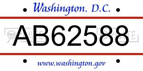 AB62588 District Of Columbia License Plate