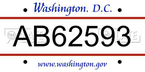 AB62593 District Of Columbia License Plate