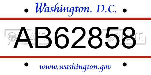 AB62858 District Of Columbia License Plate