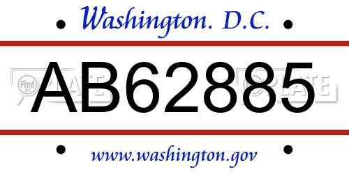 AB62885 District Of Columbia License Plate