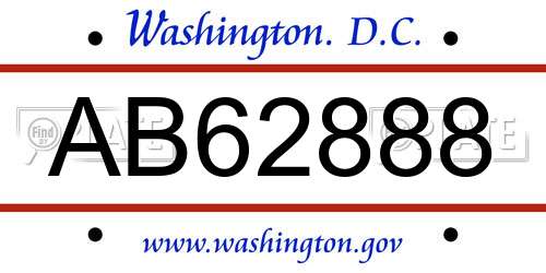 AB62888 District Of Columbia License Plate