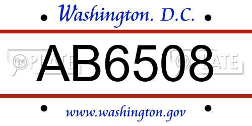 AB6508 District Of Columbia License Plate
