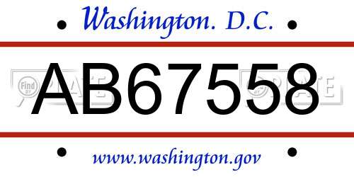AB67558 District Of Columbia License Plate