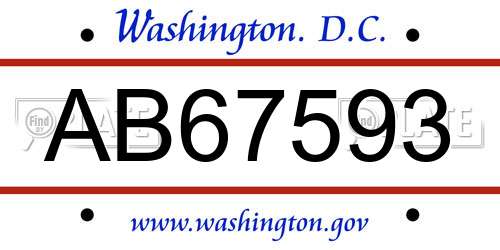 AB67593 District Of Columbia License Plate