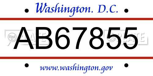 AB67855 District Of Columbia License Plate